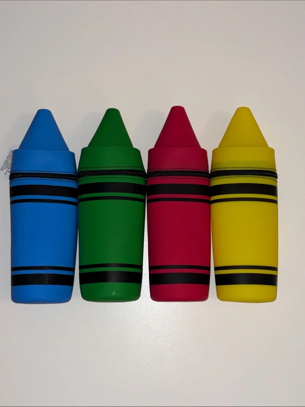 1 Colorful Crayon Shaped Kids Zipper Pencil Case SILICONE Back to School